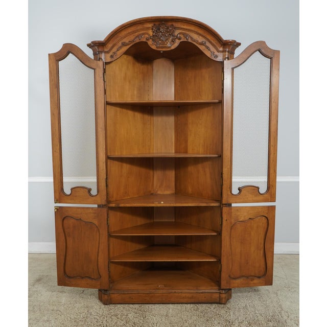 French Country Don Rousseau Attributed Country French Walnut Corner Cabinet For Sale - Image 3 of 15