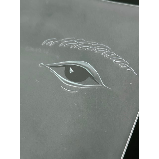 Transparent Mid 20th Century Cubism Etched Glass Face Trays- Set of 2 For Sale - Image 8 of 10