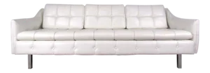 Vintage Three Seat Sofa in Tufted White Vinyl