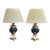 Antique Mid 19th Century Ink Blue Oil Lamps, Electrified - A Pair For Sale