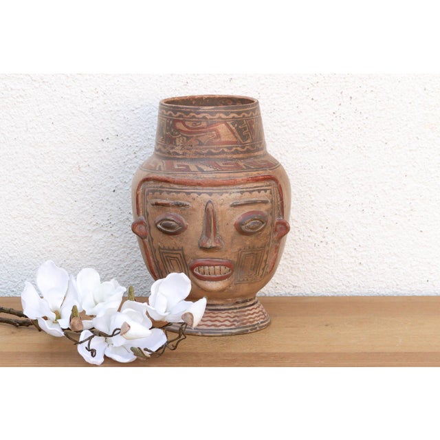 Ceramic Hand-Painted Chancay Terracotta Effigy Vessel For Sale - Image 7 of 7