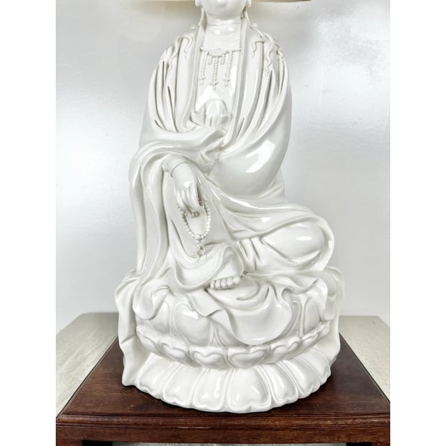 Large Scale Vintage Blanc De Chine Guanyin Lamp For Sale In Tampa - Image 6 of 12