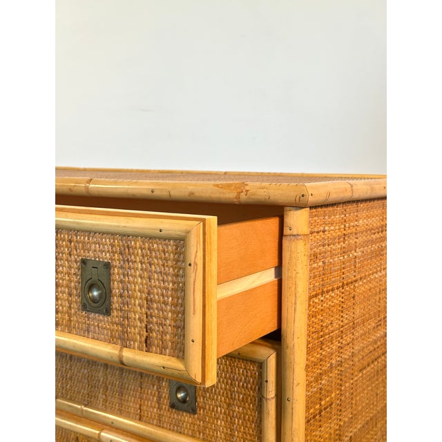 Wood Wicker and Bamboo Chest of Drawers by Dal Vera, 1970s For Sale - Image 7 of 10