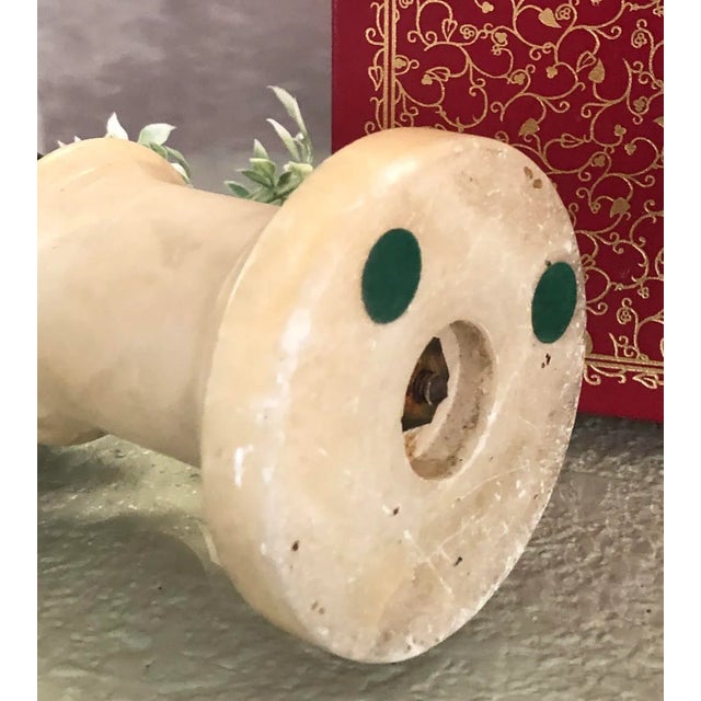 Bronze Antique Spelter Bust on Alabaster Art Nouveau Victorian Woman For Sale - Image 8 of 11