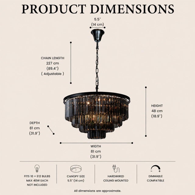 Add a touch of luxury and modern elegance to your home with this 32-inch smoked crystal chandelier. Designed with four...