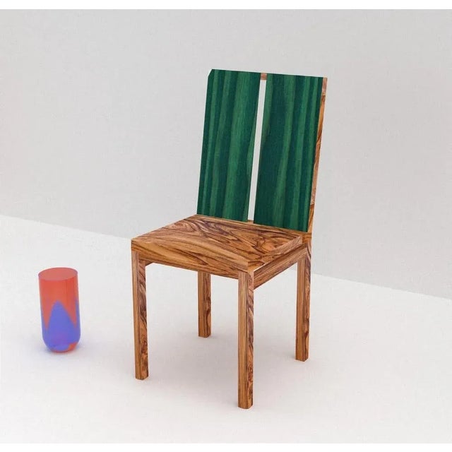 Set of 4 two stripe chair by derya arpac. Dimensions: w 38 x d 45 x h 85 cm. Materials: oak & stained dougles fir. Also...