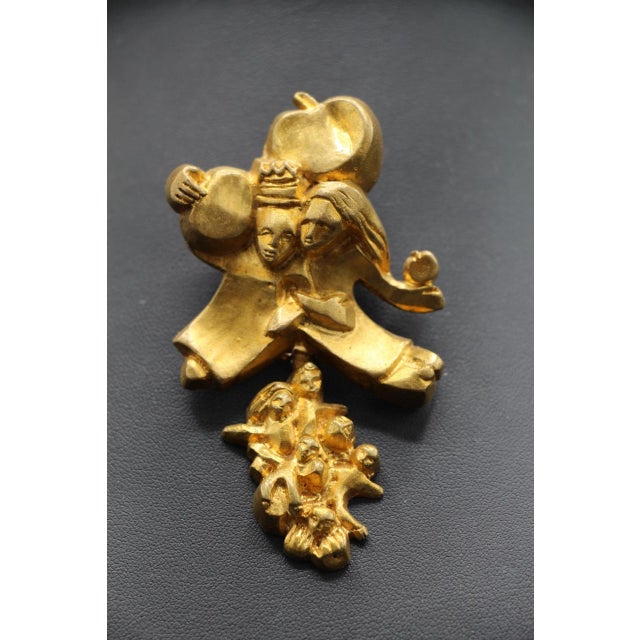 Gold Brooch in Gilt Bronze by Line Vautrin, 1950s For Sale - Image 8 of 8