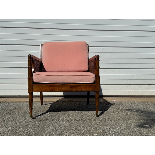 Mid-Century Regency Velvet Lounge Chair For Sale - Image 4 of 12