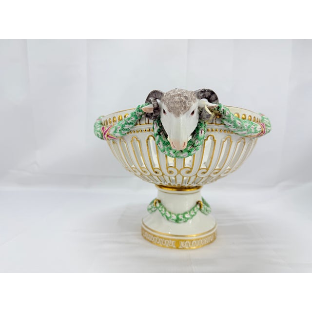 19th Century, Meissen Porcelain Ram's Head & Floral Centerpiece For Sale - Image 11 of 11