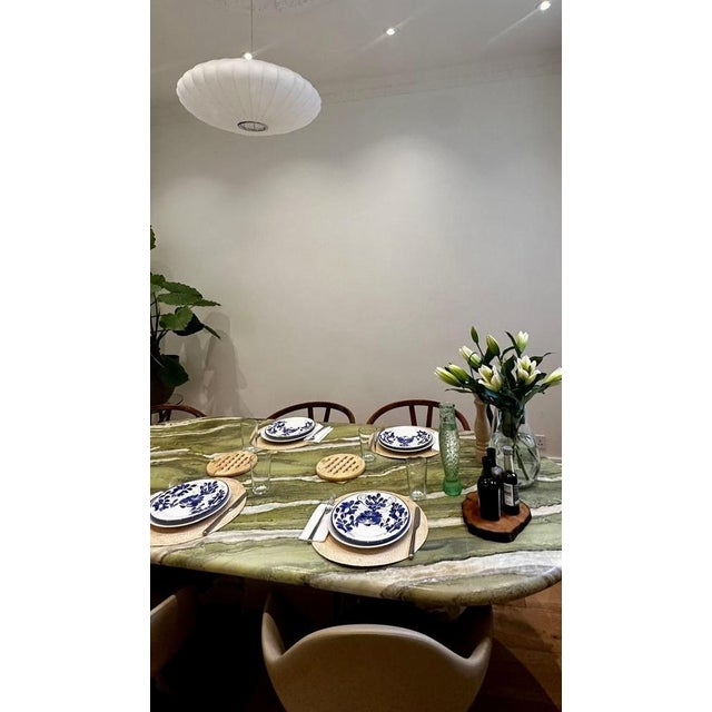 Not Yet Made - Made To Order Large Green Marble Oval Dining Table by My Habitat Design For Sale - Image 5 of 7