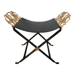 Griffin Vanity Stool in the Manner of Oscar Bach For Sale