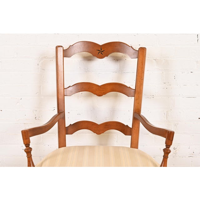 Baker Furniture French Country Carved Solid Walnut Dining Chairs, Set of Eight For Sale In South Bend - Image 6 of 12