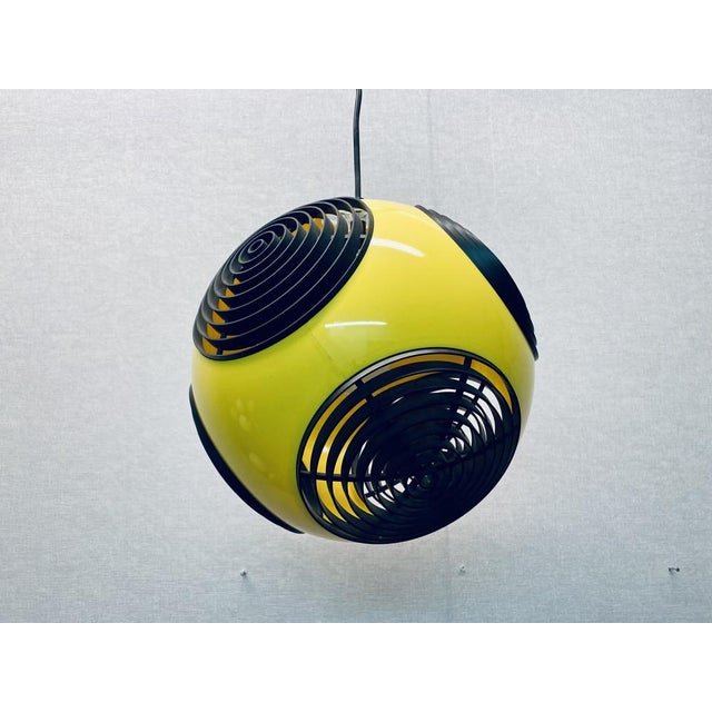 Vintage Ufo Ceiling Lamp in Yellow Plastic and the Black Grids from Massive Lighting, 1970s For Sale - Image 9 of 18