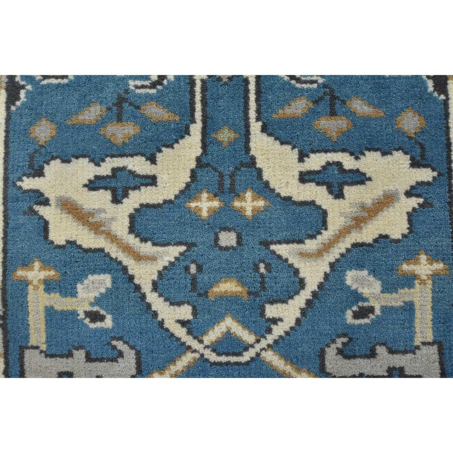 Oushak Runner 2’8” X 10′ Blue Wool Tribal Hand-Knotted Oriental Rug For Sale - Image 9 of 13