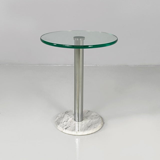 Italian Modern Round Glass, Steel and Marble Coffee Table, 1980s For Sale - Image 15 of 15