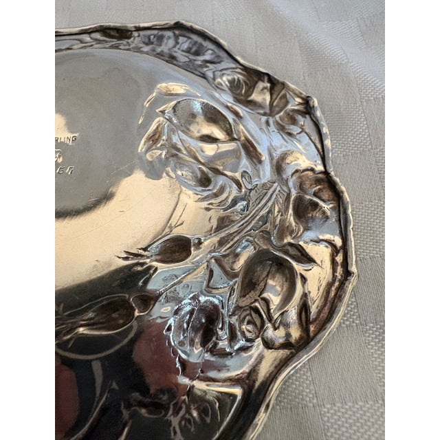 Late 19th Century Small Art Nouveau Sterling Silver Repousse Dish For Sale - Image 10 of 12