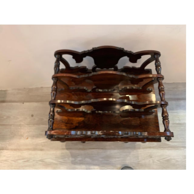 Early Victorian Solid Rosewood Three-Section Canterbury with Drawer and Casters For Sale - Image 4 of 18