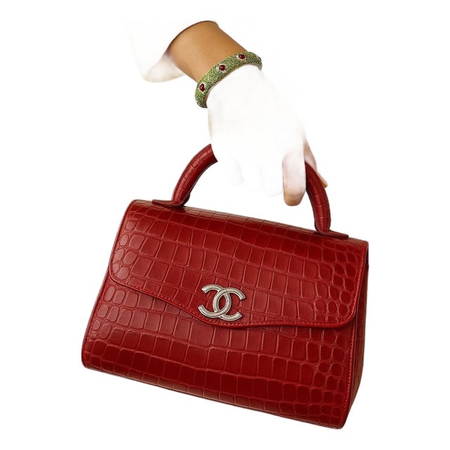 Bochic "Capri" Vintage Emerald, Ruby & Diamond Bangle Set In 18K Gold & Silver For Sale