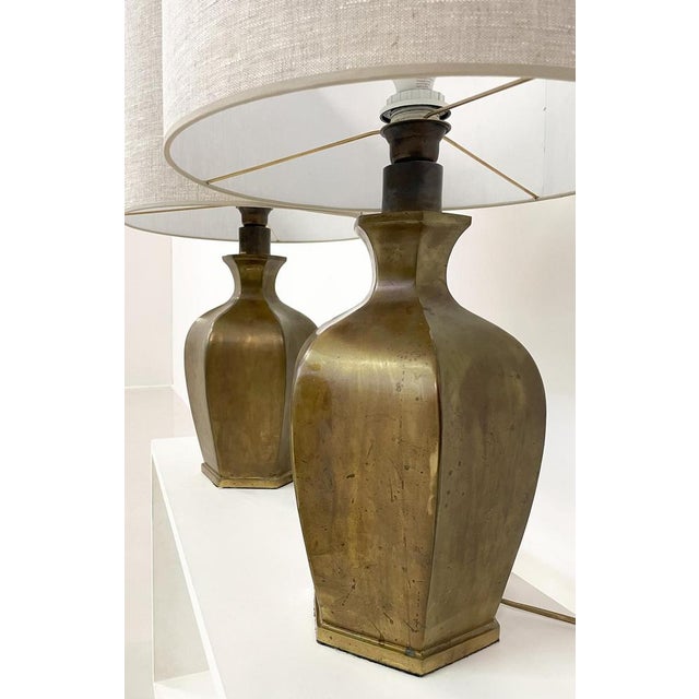 Mid-Century Modern Bronze Table Lamps, Set of 2 For Sale - Image 5 of 6