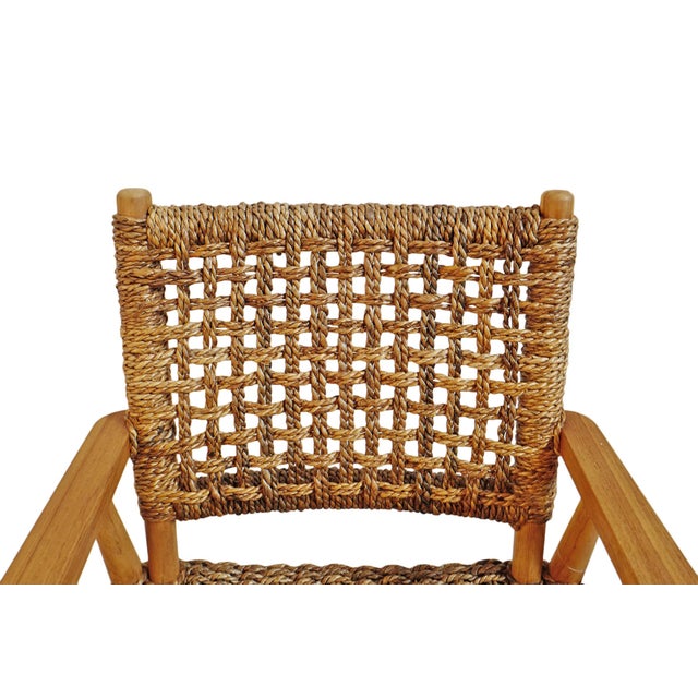 Tan Banana Weave & Teak Arm Chair For Sale - Image 8 of 11