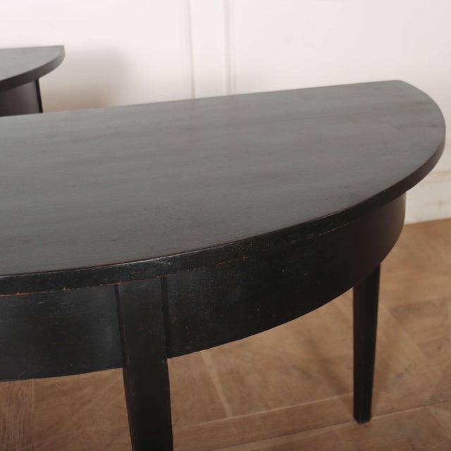 English Demi-Lune Console Tables, Set of 2 For Sale - Image 4 of 6