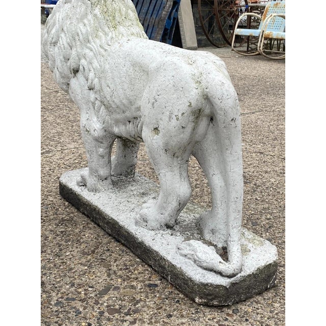 Vintage Classical Style Standing Lion Cement Guardian Entry Garden Statue - Pair For Sale - Image 9 of 12