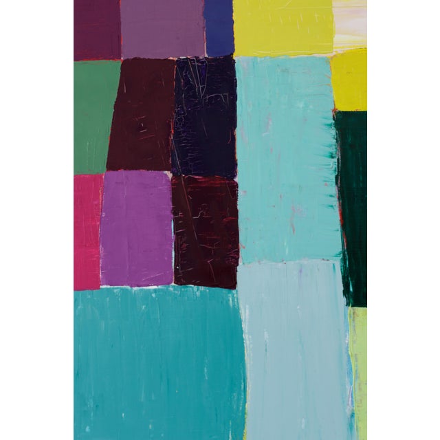 "Squares / Yellow Purple" Large Abstract Oil Painting by Simon Findlay - 2 Pieces For Sale - Image 13 of 18