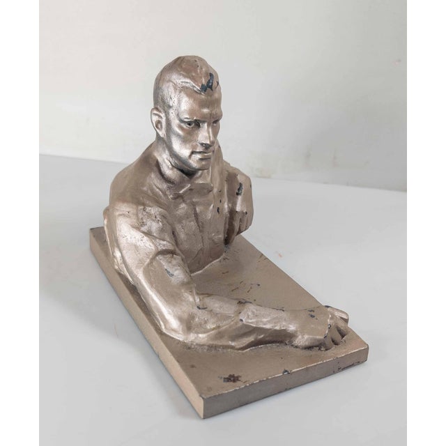 Metal Mid-Century Russian Realist Figure of Poet Vladimir Mayakovsky For Sale - Image 7 of 12