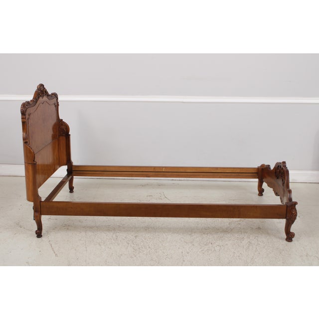 Pair of Batesville Vintage Burl Wood Single Beds For Sale In Philadelphia - Image 6 of 15