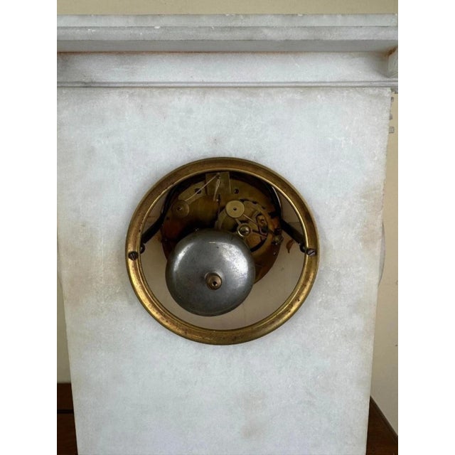 Alabaster Mantel Clock with Floral Decoration For Sale - Image 5 of 6