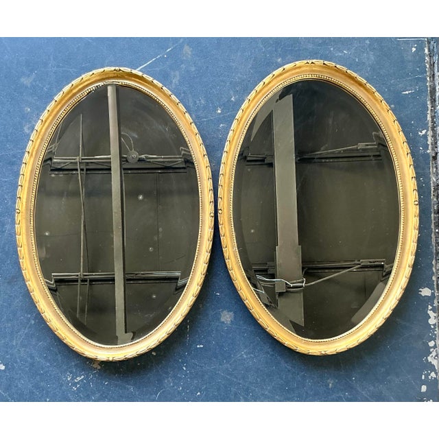 Vintage Boho Gilt Laurel Leaf Oval Mirror - A Pair For Sale - Image 9 of 10