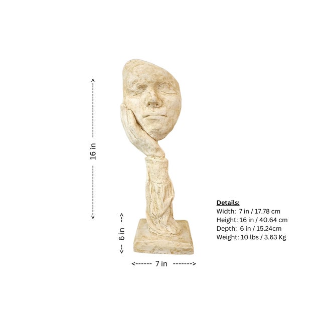 Late 20th Century Quiet Moment Face Mask in Hand Sculpture For Sale In Miami - Image 6 of 6