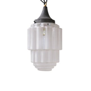 Art Deco Sky Scraper Two Tone Glass Pendant Light For Sale