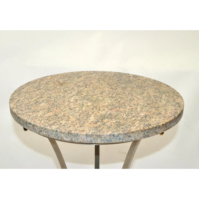 Metal Maison Jansen French Neoclassical Steel & Bronze Hoof Feet Pedestal Drink Table For Sale - Image 7 of 13