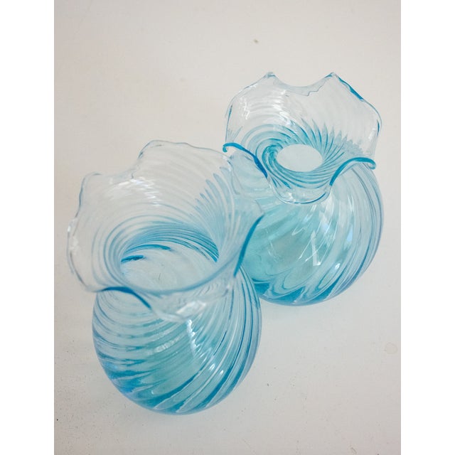 Murano Vases in Acquamare from Ribes the Art of Glass, Set of 2 For Sale - Image 4 of 13