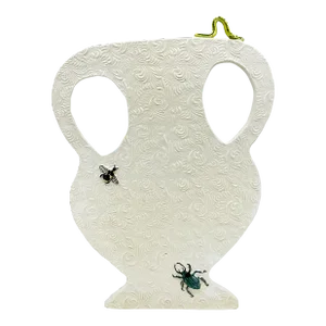 Liz Marsh Brocade Textured Silhouette Vase With Sculpted Bugs