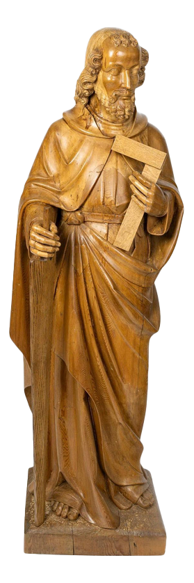 Large 19th Century Napoleon III Wooden Sculpture of Simon the Zealot