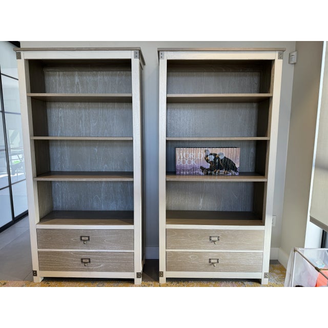 Wood Modern Farmhouse Style Bookshelves (2) For Sale - Image 7 of 7