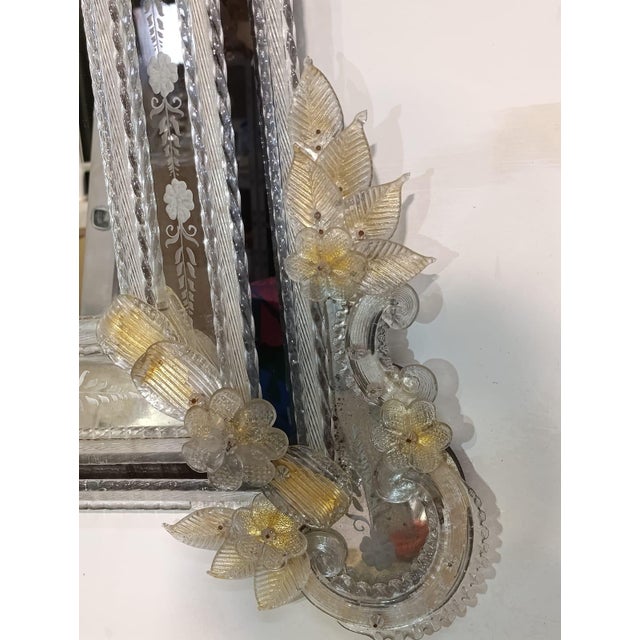 Antique Murano Glass Mirror, 1950s For Sale - Image 3 of 11