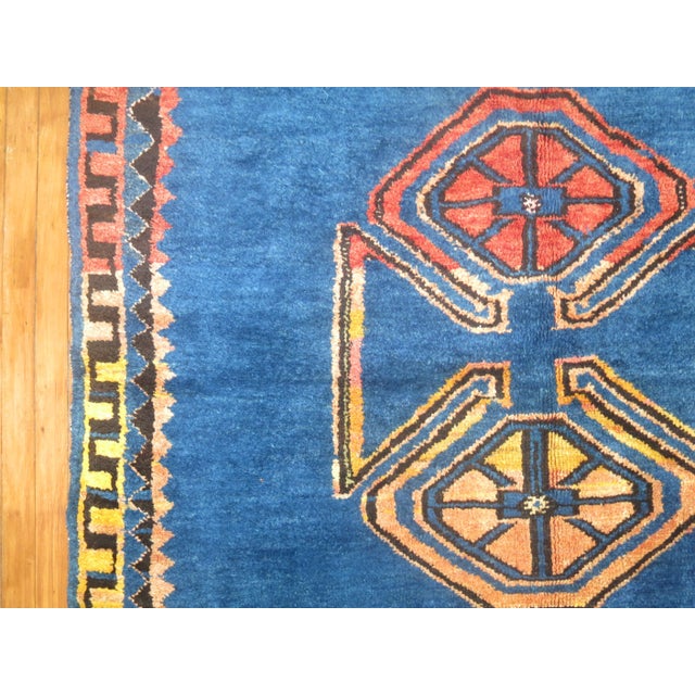 Vintage Cobalt Blue Turkish Anatolian Gallery Rug For Sale - Image 4 of 8