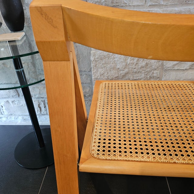 1980s Trieste-Style Folding Chair With Cane Seat For Sale - Image 5 of 6