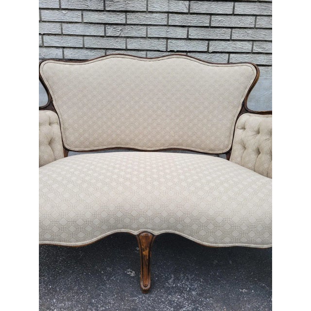 Wood Exquisite Country French Louis XV Walnut Loveseat Settee, Circa 1940s For Sale - Image 7 of 12