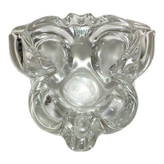 Vintage Blown Murano Venetian Art Glass Cigarette Cigar Clear Ashtray Italian For Sale