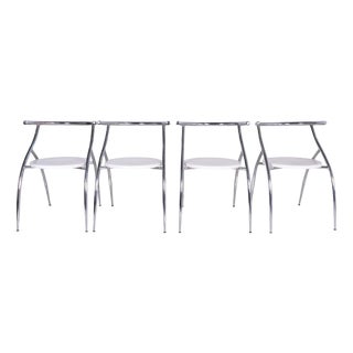 Italian Minimalist Style Chrome Chairs by Gastone Rinaldi, 1970s, Set of 4 For Sale