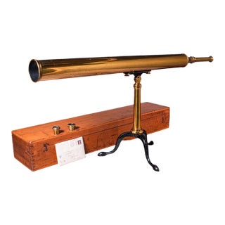 Vintage Library Telescope, English, Brass, Broadhurst Clarkson, Astronomical For Sale