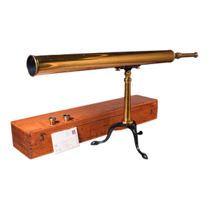 Vintage Library Telescope, English, Brass, Broadhurst Clarkson, Astronomical