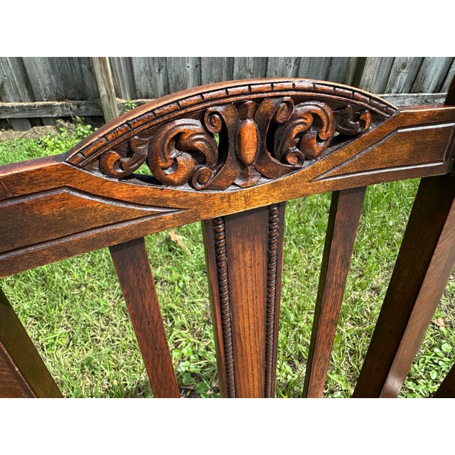 Antique Early 20th Century Carved Oak Jacobean Revival Side Dining Chairs-Set of 4 For Sale - Image 10 of 12