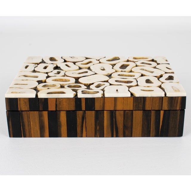 French Art Deco Bone Marquetry and Macassar Wood Box For Sale - Image 10 of 11