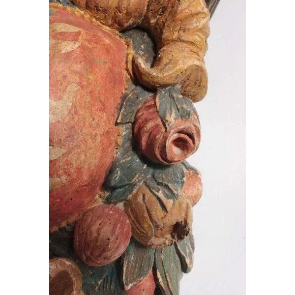 Mid 18th Century 18th Century Italian Baroque Polychrome Carved Pine Bracket For Sale - Image 5 of 8