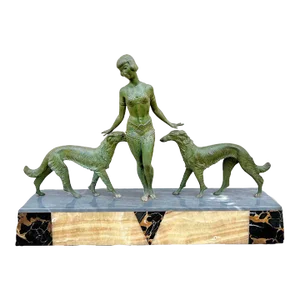 Art Deco Light-Up Flapper Bronze Patina Sculpture by Enrique Molins-Balleste